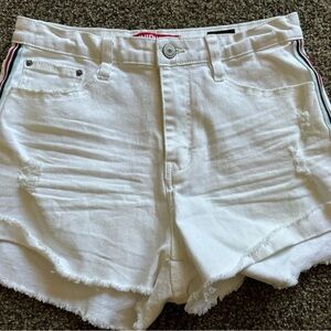 UNIONBAY White Jean Shorts with Stripe Detail